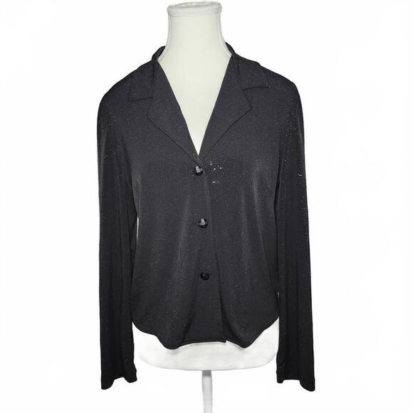 Perceptions New York Tops - Perceptions New York Women's Black Blouse Sparkle Button Front Size 10